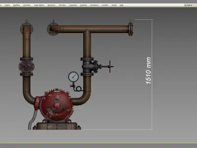 Industrial  gear pump Low-poly 3D model