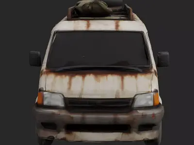 Rusty Survivor Van Abandoned Vehicle Game Ready PBR Model Low-poly 3D model