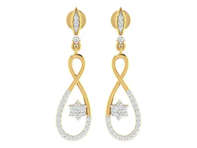 Women Drop Earrings 3dm STL OBJ FBX Renders Details 3D print model 15