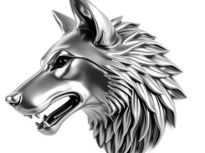 Silver Wolf Bust model pack Low-poly 3D model