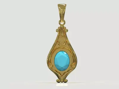 stl 3dm Plaque Classic Teardrop Pendant Central Turquoise gp0490 3D print model