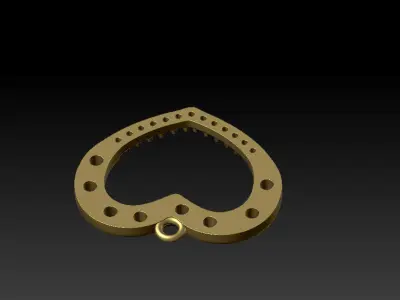 Heart with diamond jewelry 3D print model