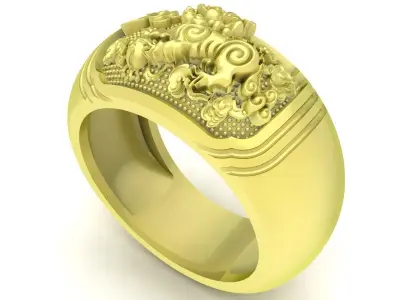 Luxury Rectangular Dragon Head Ring for Men  3839 3D print model