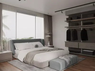 Exquisite Modern Luxury Master Bedroom Scene 3D model