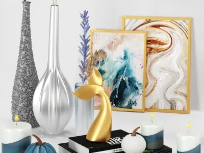 Decor Set No3 - by Clean Slate Scented Pillar Candle 3D model