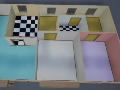 Simple Low Poly House Complete Kit Low-poly 3D model