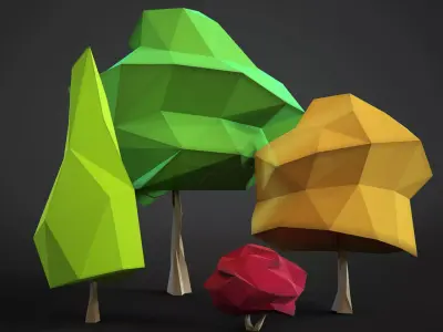 Low poly trees Pack Free low-poly 3D model
