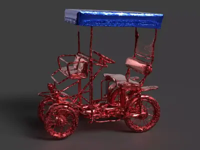 Chinese Surrey bike Low-poly 3D model