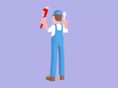 Stylized 3D Male Mechanic Character - Dual Wrench Cartoon Worker 3D model