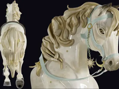 Carousel Horse Sculpture model beige 3D model
