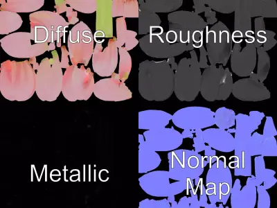 Pink Blossom Flower model pack Low-poly 3D model