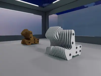 Parametric Bench AllAge Sofa Low-poly 3D model