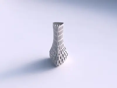 Vase puffy triangle with checker grid lattice 3D print model