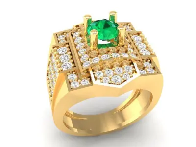 Luxury Square Gemstone Diamond Ring for Men 322 3D print model
