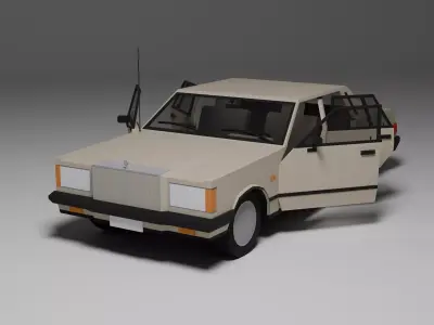 Low Poly 1980s Luxury Sedan 3D Model Car08 Low-poly 3D model