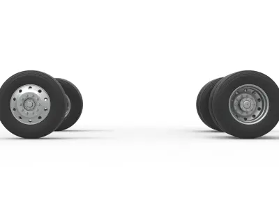 Wheel Set of Vintage GATR Racing Semi truck V2 Scale 1 to 25 3D print model