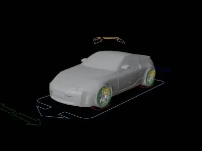 rigged car nissan 350 z 3D model