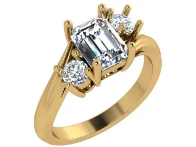Emerald Diamond Ring 4483 3D print model