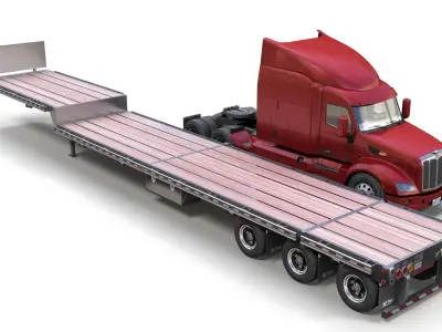 Peterbilt 579 dropdeck trailer Low-poly 3D model