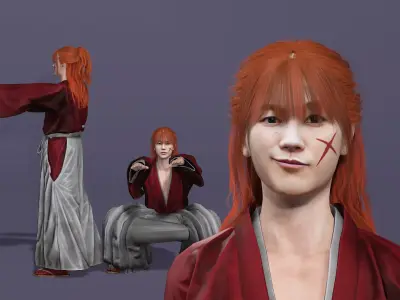 Samurai Himura Kenshin Realistic 3D Character Model Rigged UE5 3D model