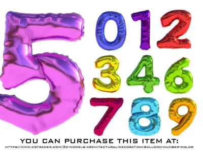 HAPPY BIRTHDAY COLOR BALLOONS Low-poly 3D model