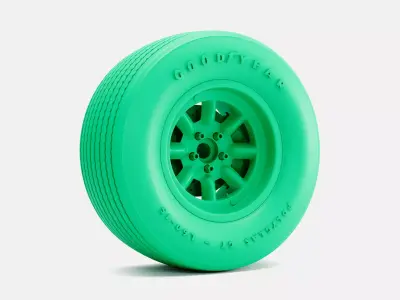 15x10 Minilite Wheel Goodyear Polyglas L60-15 Tire 3D print model