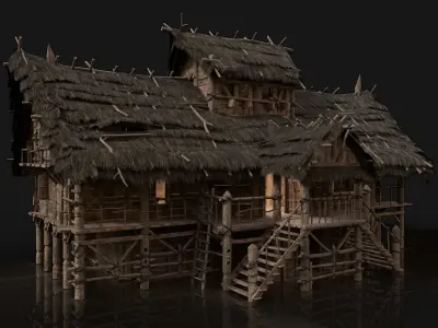 AAA NEXT GEN MEDIEVAL VILLAGE SETTLEMENT BUILDER PACK INTERIOR 3D Model Collection