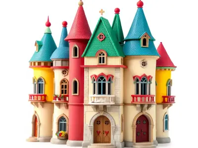 Vibrant Fantasy Castle model pack Low-poly 3D model