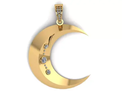 MOON STYLISH DIAMOND PENDANT 3D PRINTABLE MODEL  3D print model