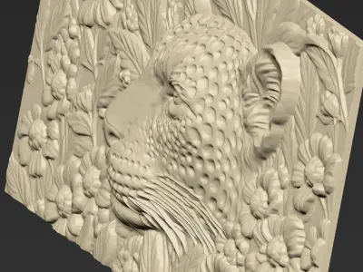 Leopard and Flowers A53 3D print model