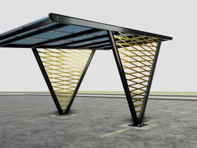 V TYPE MODERN SOLAR CARPORT TYPE-9 3D model