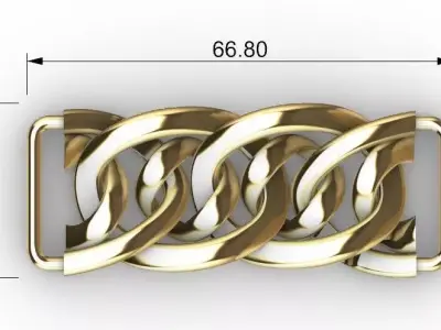 Interlaced Chain Metal Buckle  Fashion Accessories 3D Model 3D model