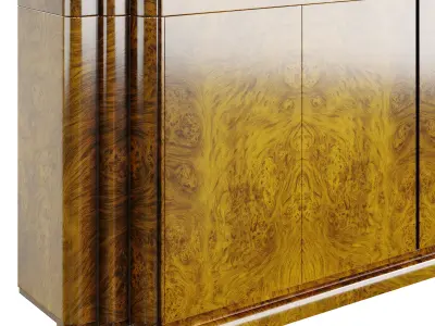 Art Deco Burl Wood Sideboard  High-Quality Furniture 3D Model 3D model