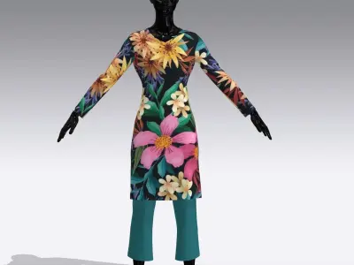 Female Cloth Dress Low-poly 3D model 3