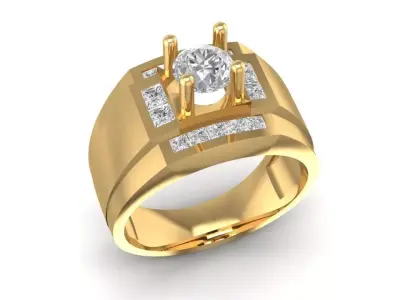 Modern Rectangular Men Diamond Ring 3D Model 650 3D print model