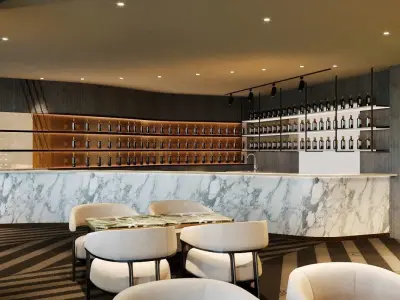 Modern Lounge Bar Restaurant 3D Model Scene - Editable 3D model