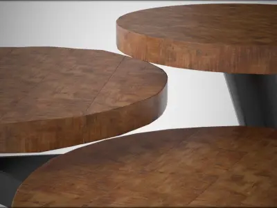 Multilevel Coffee Table natural wood Low-poly 3D model