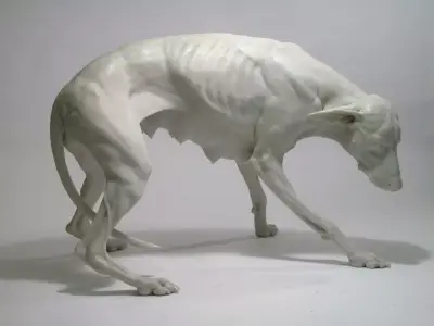 White Marble Greyhound Sculpture Realistic Canine Low-poly 3D model