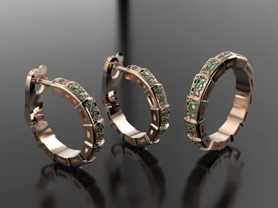 Bvlgary Ring and Earrings set 3D print model