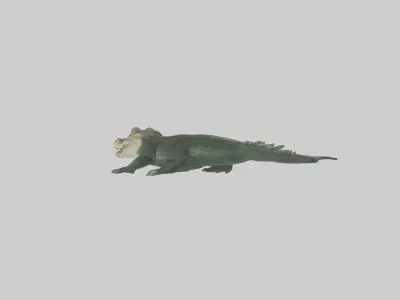 Caiman lurking in water model Low-poly 3D model