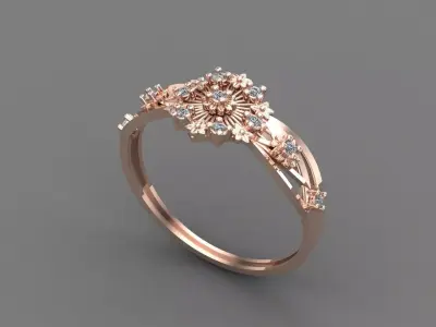 Womens Diamond Signet Ring Women Rings 3dmodels 3D print model 3D print model 22