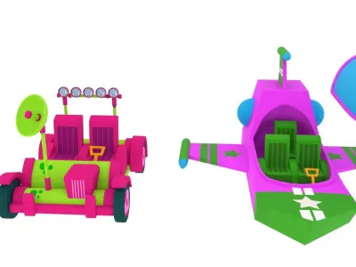 Spaceshi and Moonrover Pack Low-poly 3D model