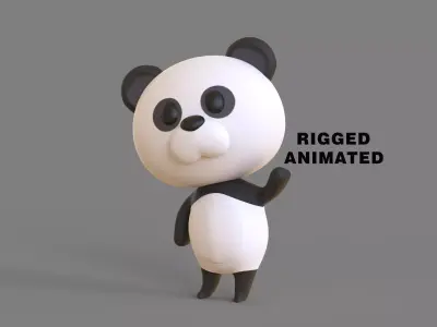 Little Funny Panda Animated  Low-poly 3D model