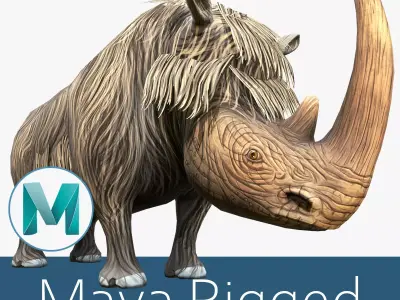 Woolly Rhinoceros Low-poly 3D model
