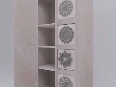Wardrobe Mandala in Mango wood Free 3D model
