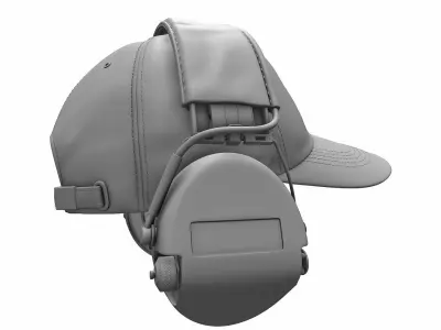 Baseball Cap and Active Headphone - High Poly 3D model