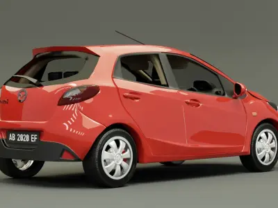 MAZDA 2 2008 - True Red S 3D model