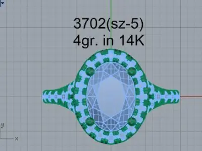 Oval Halo Ring 3702 3D print model