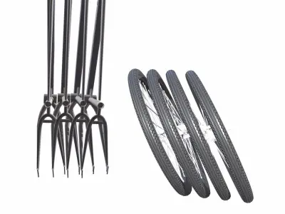 Carbon Fiber Cycling Bicycle Wheels Groupset Low-poly 3D model