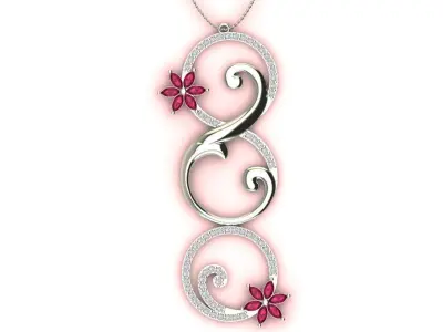 flora pendant  with marquise flower 3D print model